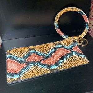 NWOT Faux Snakeskin Wristlet